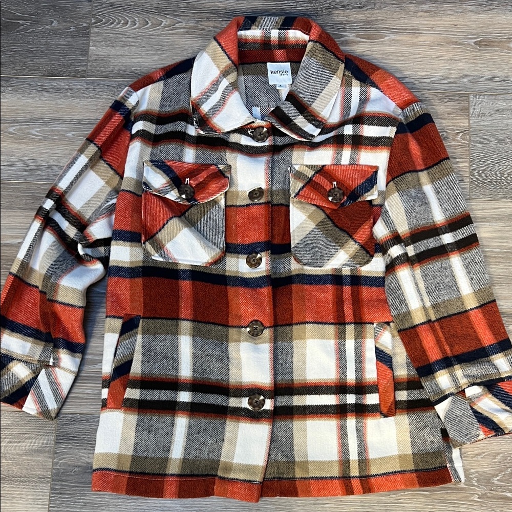 Kensie Multicolor Plaid Shirt Jacket